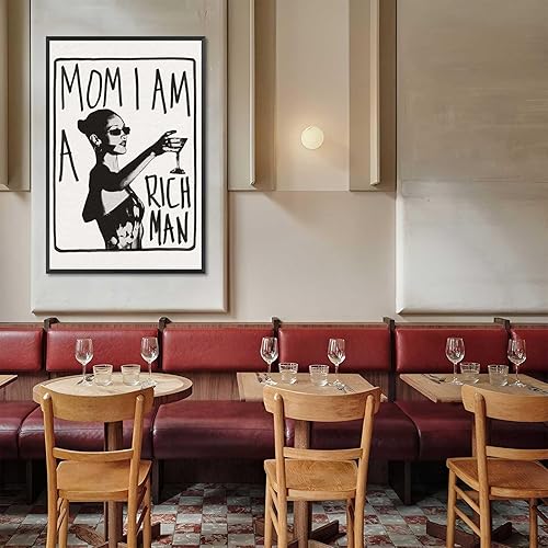 Miniatura 7 de Póster de copa de música retro con texto en inglés "Mom I Am A Rich Man", arte de pared con texto en inglés "Mom I Am A Rich Man", arte de pared