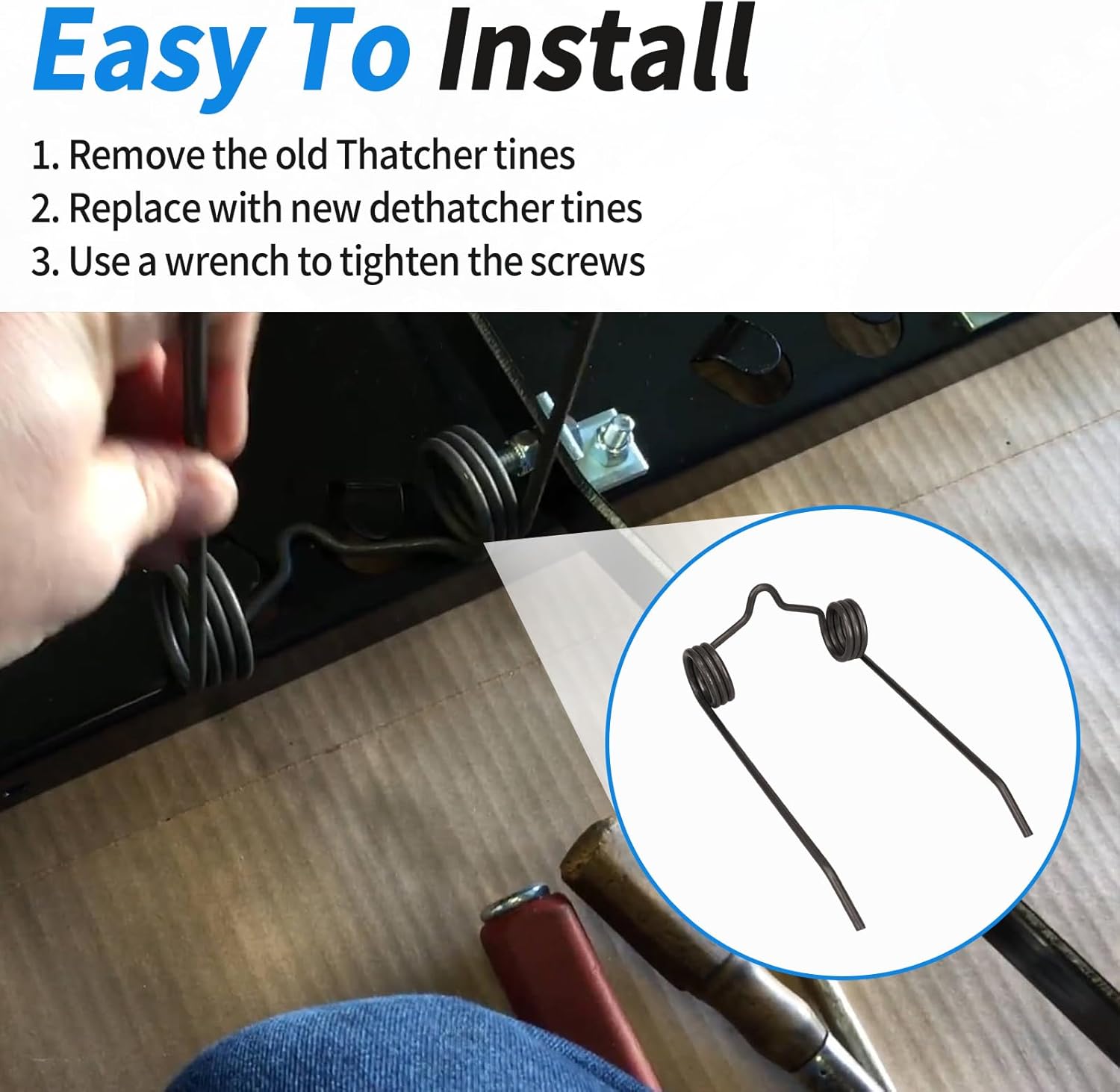 43783 Dethatcher Tines Replacement 10 Pack, for Agri-Fab Dethatcher, Thatcher Spring Tines Width 4.5" x Height 2" x Length 8.1", Upgrade Outdoor Yard Tools Lawn Mower Attachments