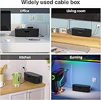 Vista 7 de Cable Management Box - Large Cord Organizer Box to Hide Power Strip & Under Desk, TV Computer Wires Cable Organizer Box with Baby Proofs, Desk Cord