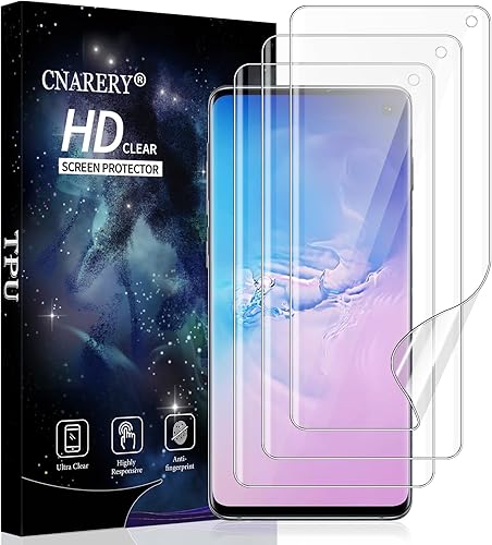 3 Pack Screen Protector for Samsung Galaxy S10 [Not Glass], Support Fingerprint Flexible TPU Film, Touch Sensitive, Anti-Scratch, Full Coverage