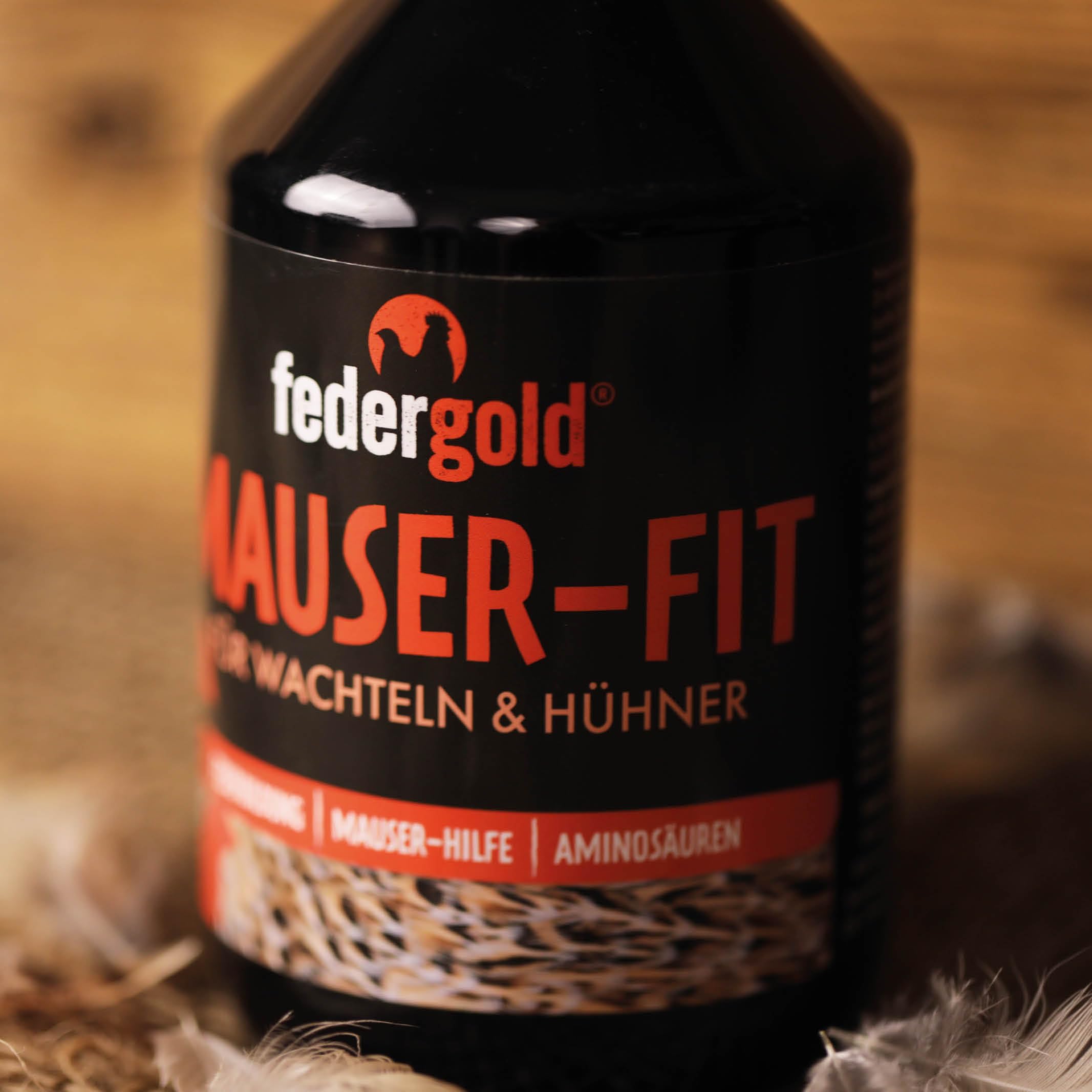 federgold Mauser-Fit 500ml für Hühner & Wachteln | Flüssige Mauser-Unterstützung mit Vitaminen, Aminosäuren & Calcium – für Federwachstum, Immunsystem & Vitalität