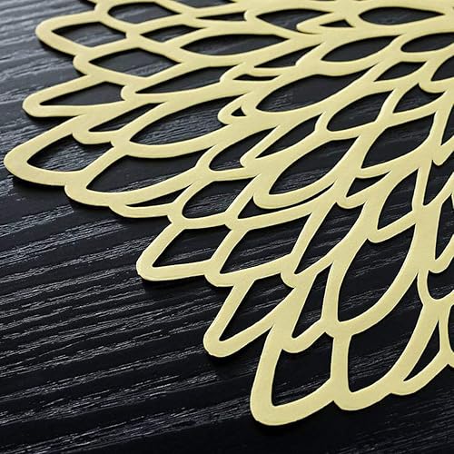 Miniatura 9 de 12 manteles individuales decorativos de vinilo, huecos, antideslizantes, aislantes de calor, tapete metálico Philopack (oro rosa, 12)