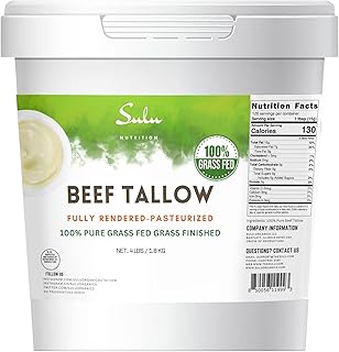 100% Pure Fully Rendered Grass Fed Grass Finished Beef Tallow-Food Grade (4 lbs)