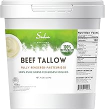 100% Pure Fully Rendered Grass Fed Grass Finished Beef Tallow-Food Grade (4 lbs)