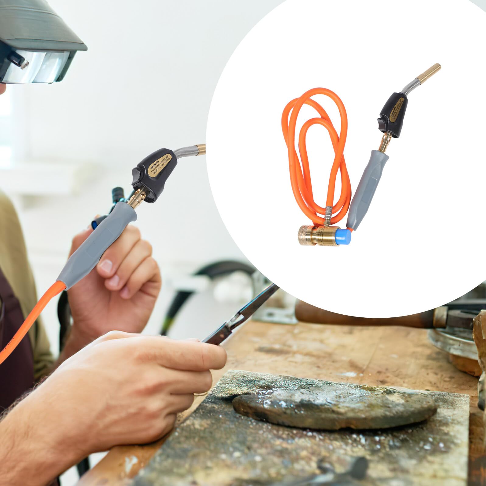 Soplete Profesional con Control de para Soldadura y Reparación Cabezal de Gas para Calefacción y Compatible con Manguera Sin Cilindro Incluido