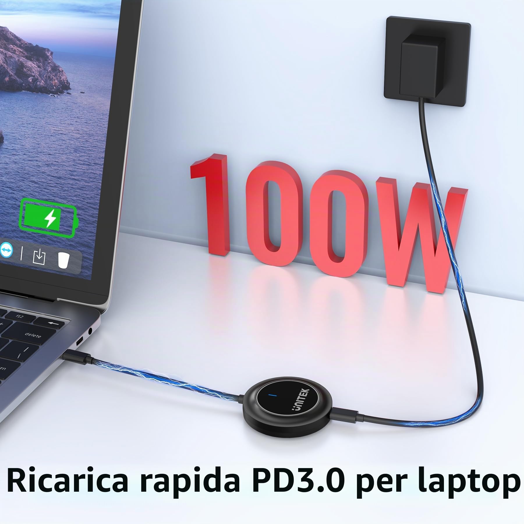 Unitek Trasmettitore e ricevitore wireless USB C Hdmi con PD3.0, trasmissione radio HDMI, FHD Wireless Extender per streaming video audio file, laptop, PC a HDTV, proiettore, ricevitore satellitare HD