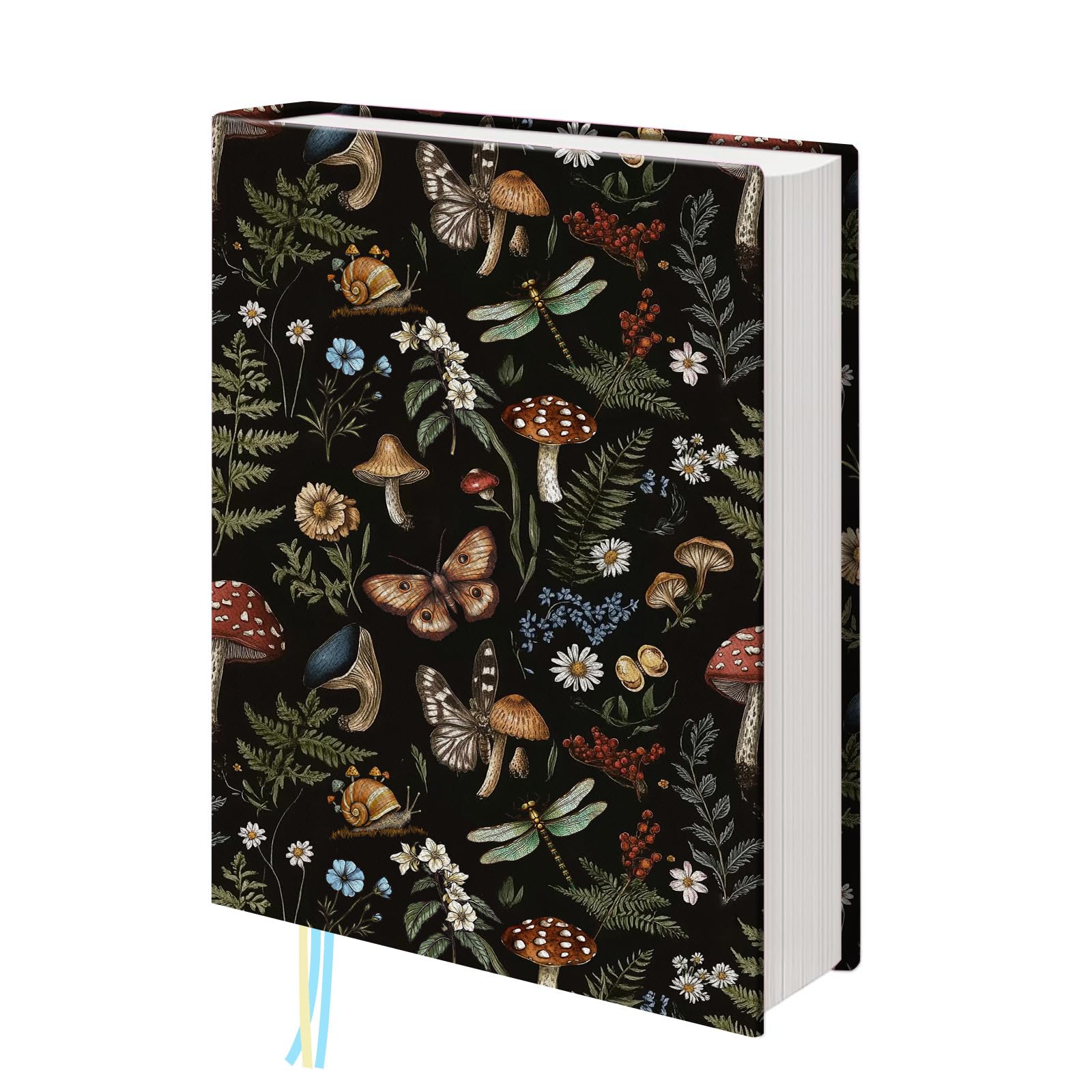 bolimoss Mushroom Butterfly Book Covers with Bookmark, Adjustable Washable Printed Book Protector for Paperbacks, Soft Reusable Cotton Book Sleeves for Hardcover Novels, Gifts for Book Reader Lovers