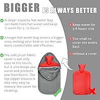 Vista 3 de Botella de agua caliente con tapa, bolsa de agua caliente de 3 L, botellas de agua caliente de goma para aliviar el dolor, compresa fría y caliente