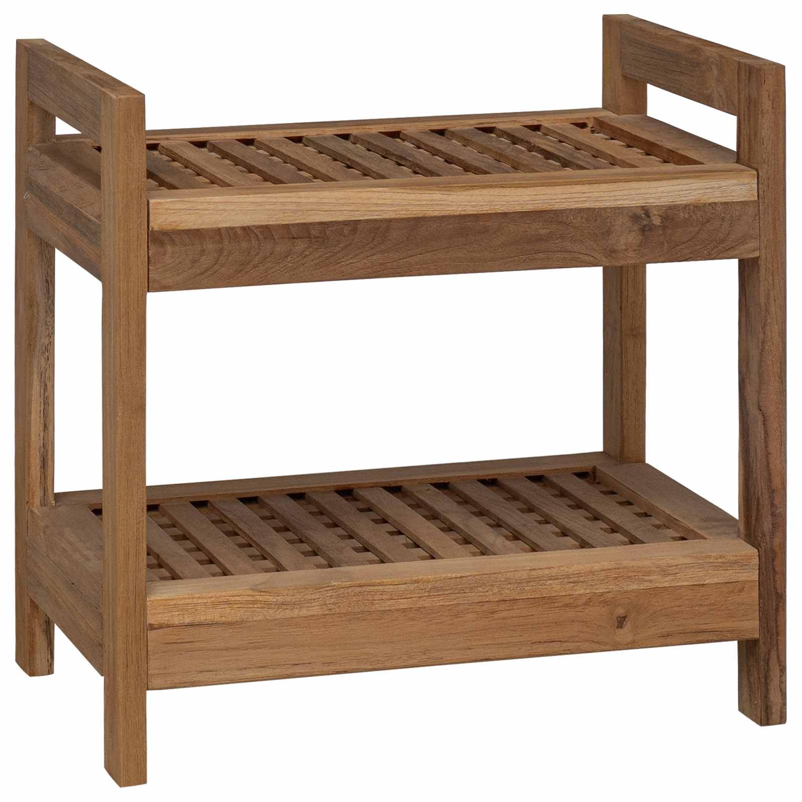 Hothingwell Regał łazienkowy z litego drewna tekowego 45x30x45 cm | Rustykalny brąz wykończony, przestronne przechowywanie, łatwy montaż, zastosowanie w pomieszczeniach