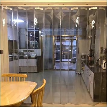 Plastic Vinyl PVC Strip Door Curtain, Sliding Clear Door Curtain, Folding Windshield Roller Shutter for Unit Cooler Room Warehouse for Catering and Cold Rooms.1.6mm 1.2X2M