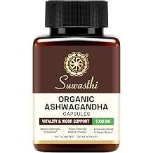 Suwasthi Ashwagandha Capsules 1000mg Per Serving | Ashwagandha Root Extract with 5% Withanolides + Root Powder | 120 Vegan Capsules | Non-GMO | Gluten Free | HPMC Veg Capsules