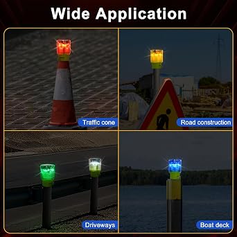Aolyty Solar Strobe Warning Light 360 Degree Super Bright Waterproof IP54 for Construction Traffic Dock Marine Light Control Flashing (Red)