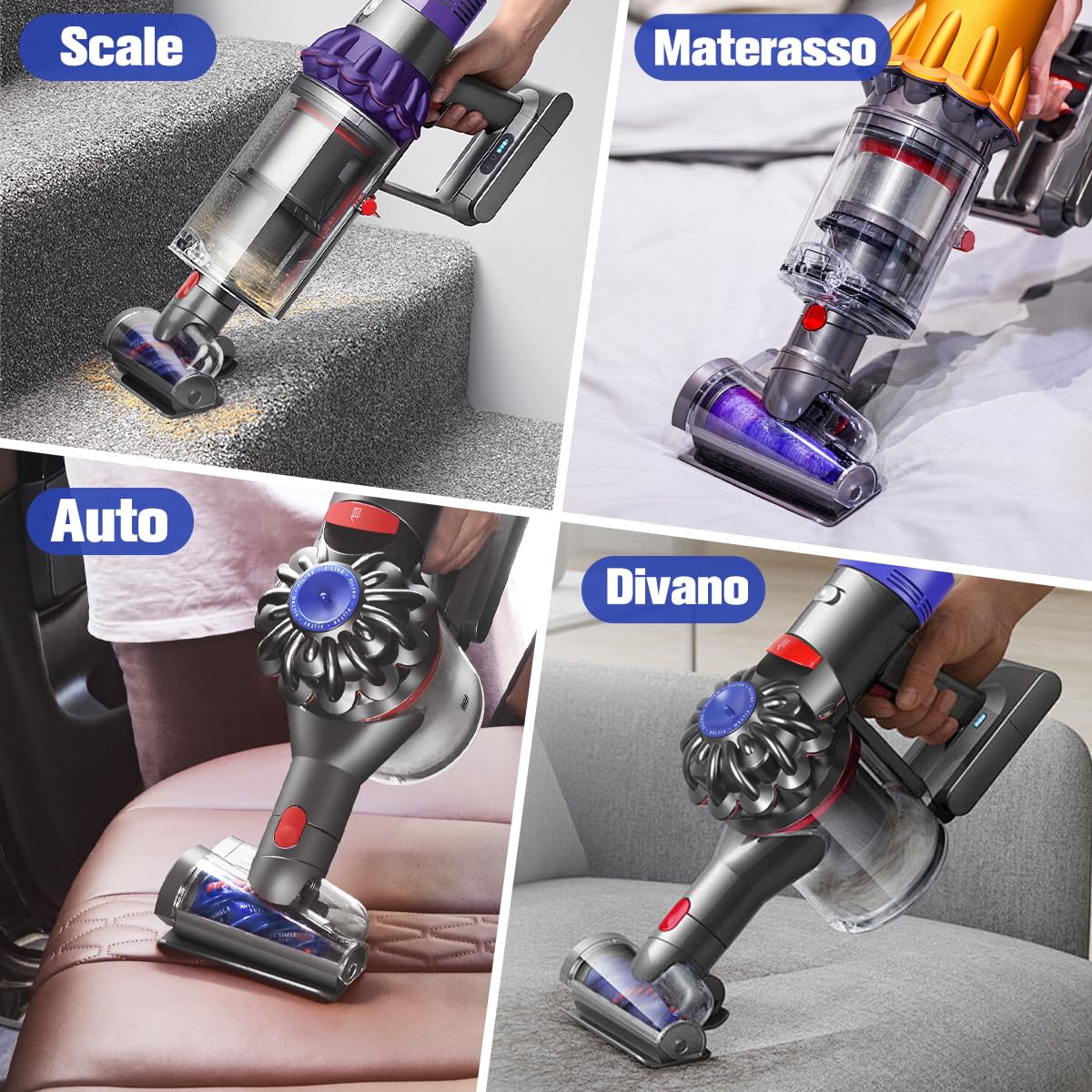 Mini Turbo Spazzola Anti-Groviglio Compatibile con Dyson V7 V8 V10 V11 V15 Aspirapolvere Ideale per la Pulizia di Divani, Materassi, Letti per Animali e Scale