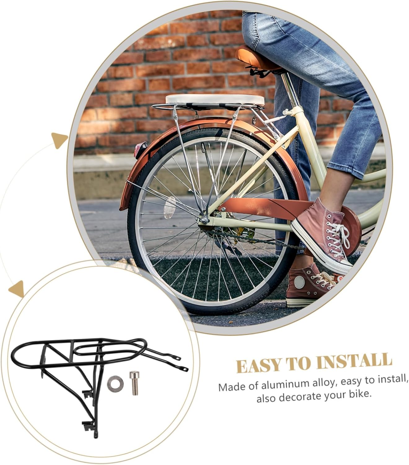 TOYANDONA Bicycle Rear Rack Durable Rear Seat Frame for Folding Bikes Comfortable Design for Family and Easy Installation for Luggage Transport