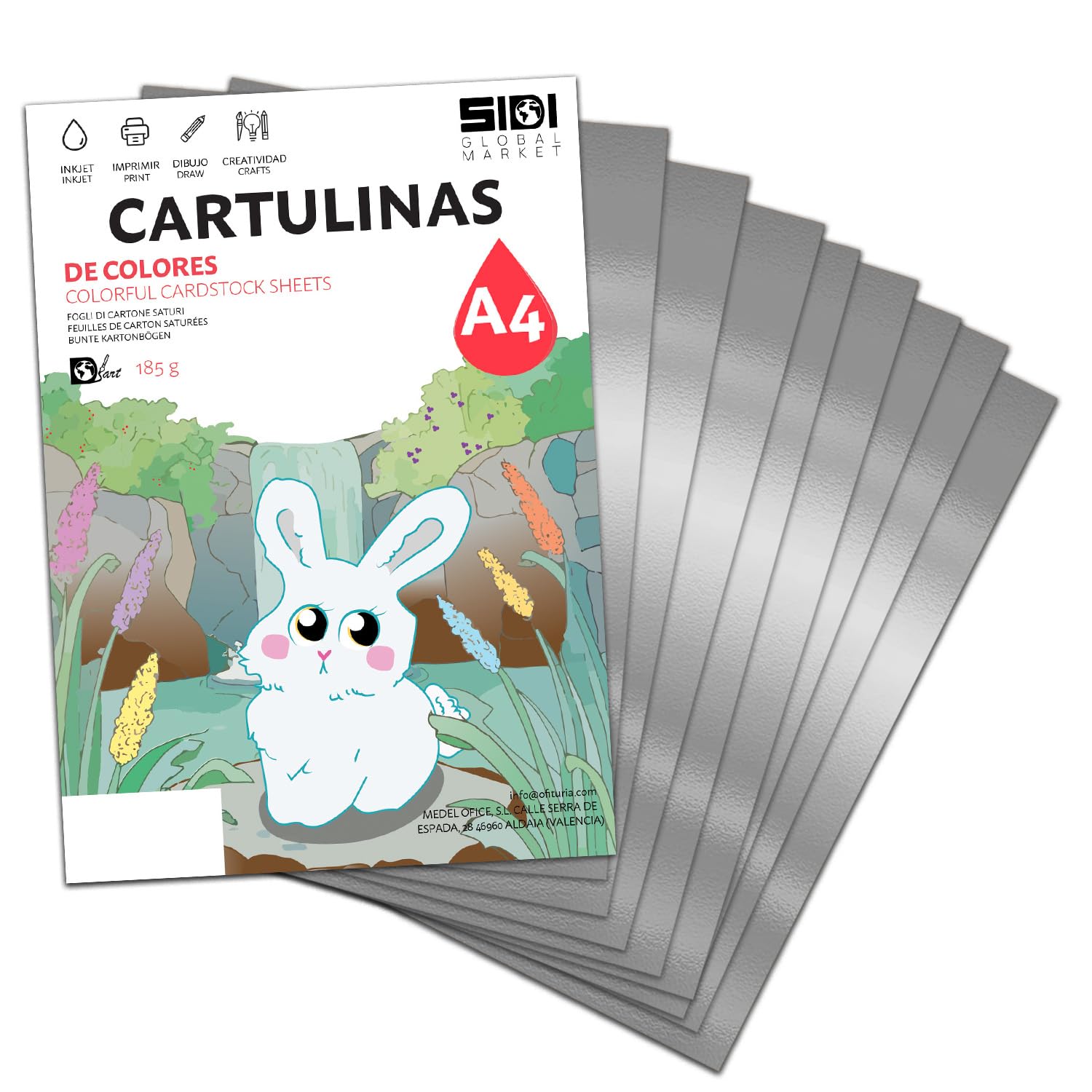 Cartulina A3 Fluor 185 g Cartulina Fluorescente de Colores Neon para Manualidades, Scrapbooking, Impresora Inkjet y Láser, Pack Variado Alta Visibilidad – SIDI (fluor, 25h) — view 73