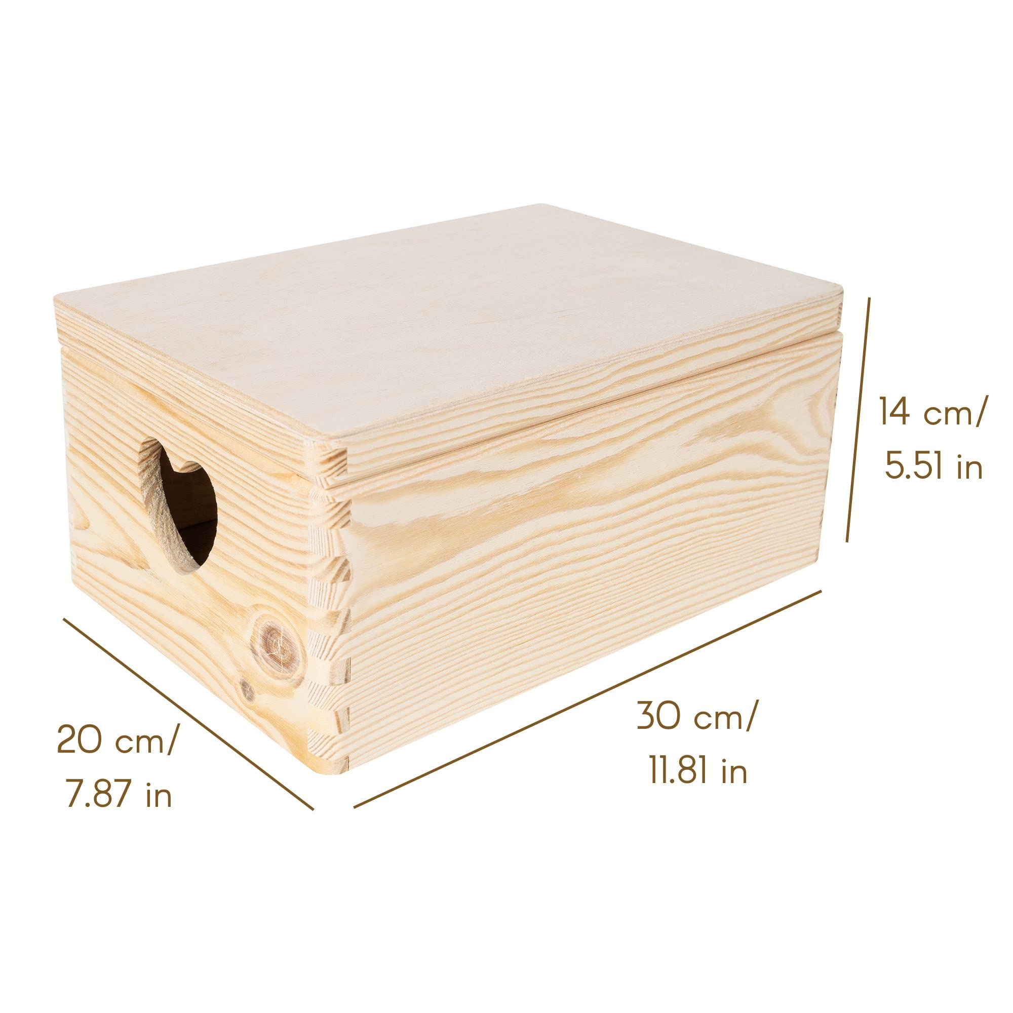 Creative Deco Large Plain Wooden Storage Box, Beige, 30 x 20 x 14 cm - Image 2