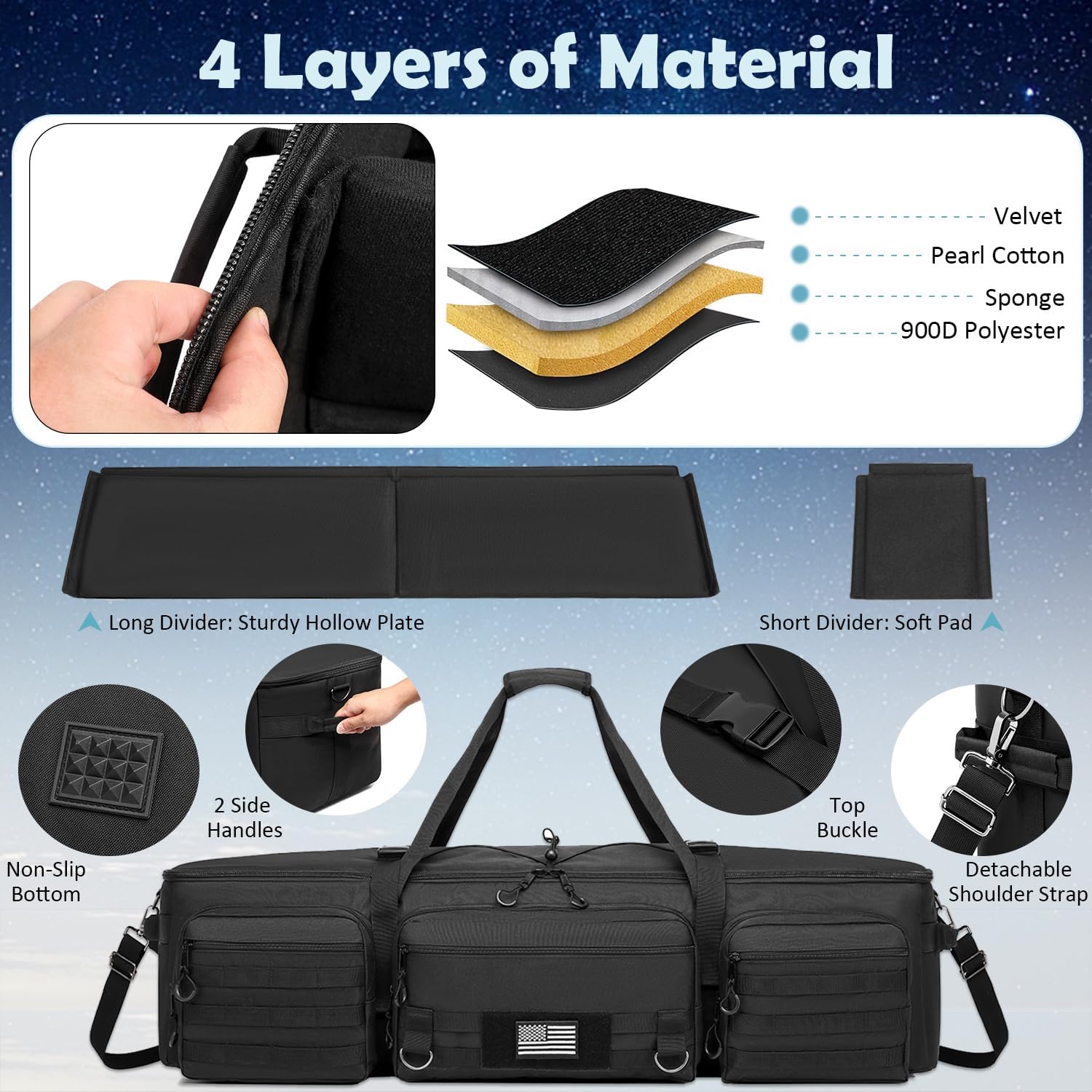 Astronomical Telescope Case - 40.8" Multipurpose Telescope Carrying Case, Large Travel Bag with Counterweight Bag & Dividers, Compatible with Celestron