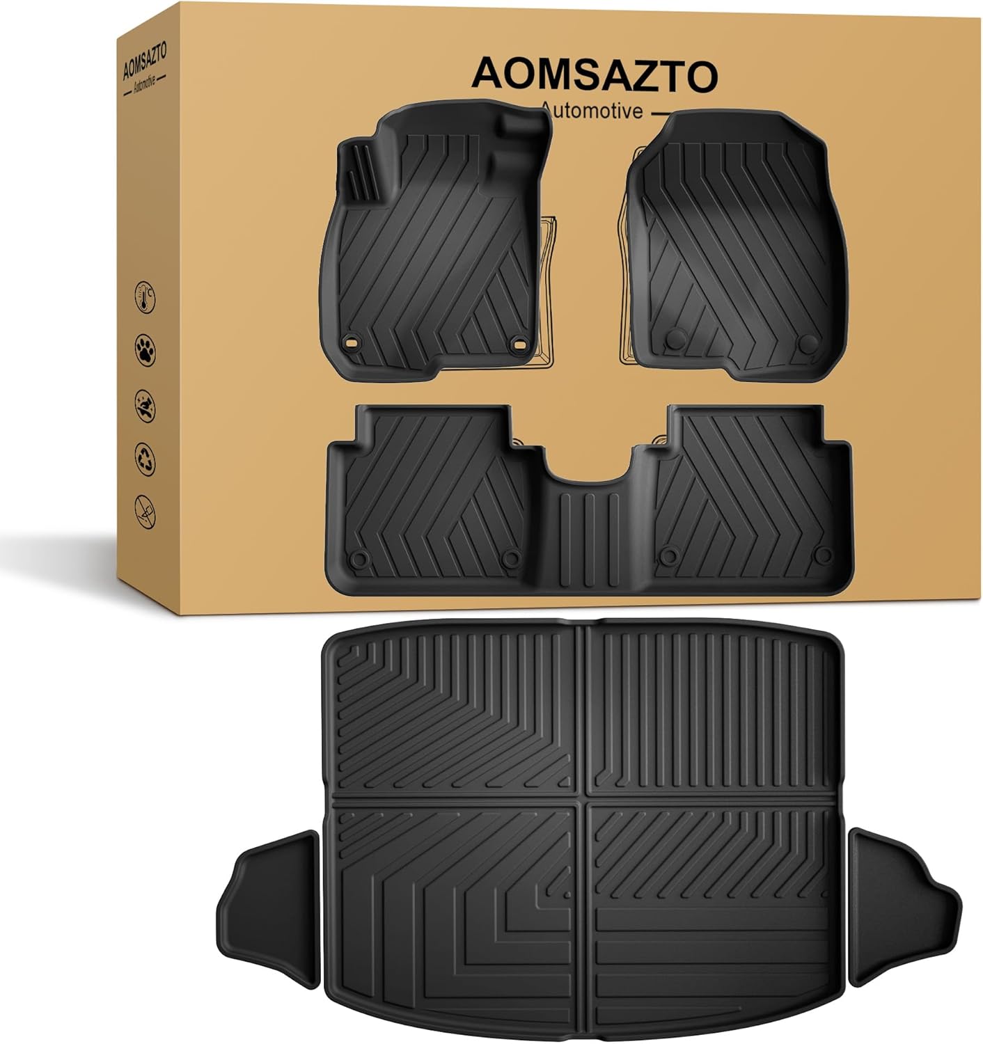 All Weather Floor Mats & Cargo Liner Fit for 2017-2022 Honda CR-V (Not for Touring and Hybrid) - Custom Fit TPE Floor Liners for Honda CRV 1st & 2nd Row & Trunk Mat Full Set Car Mats