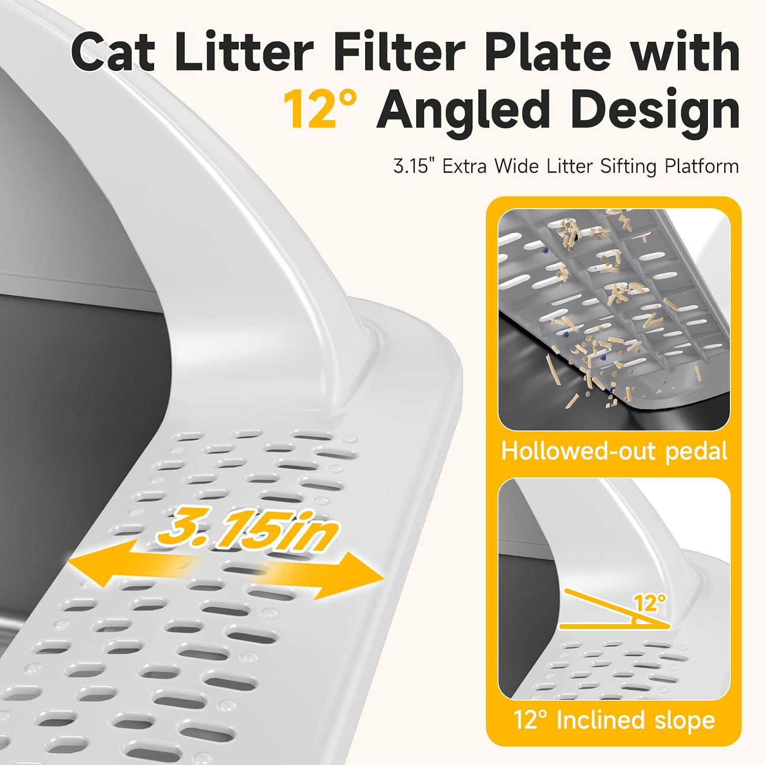 Stainless Steel Litter Box with High Sides, Extra Large Metal Cat Litter Pan for Big Cats, XL Litter Box with Scoop, Non-Stick Easy Clean Anti-Leak Kitty Litter Pan, Odor Control Open Top Design