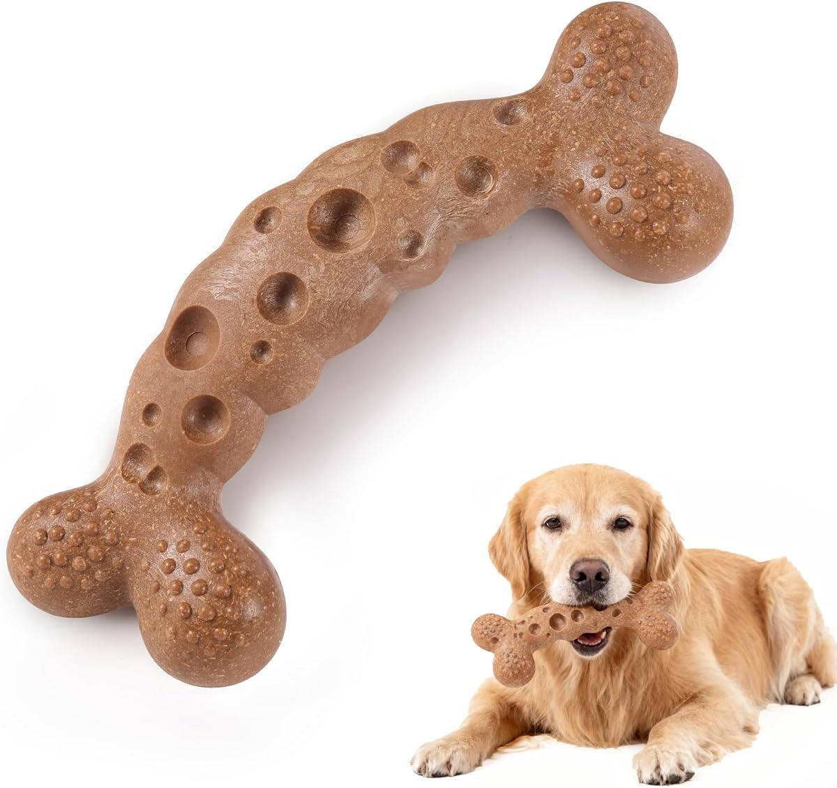 Tough Dog Chew Bone Toy for Aggressive Chewers Medium Large Breed | Chicken Flavored Dog Chew Toys to Keep Them Busy Under 70lbs