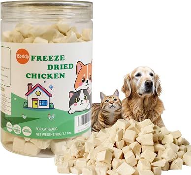 Freeze Dried Chicken Raw Cat and Dog Treats, Healthy Single Ingredient Chicken Breast Cube High Protein Weight Control Traing Treats for Small Dogs Cats Food