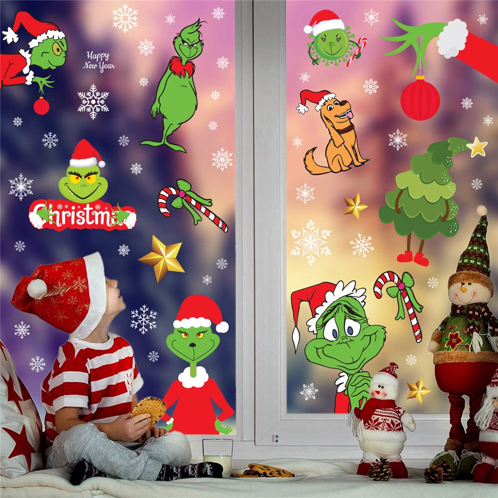 8 Weihnachts-Fensteraufkleber, Verschiedene Motive – 29,3x19,7 Cm, Aus PVC, Für Glas, Fenster & Spiegel