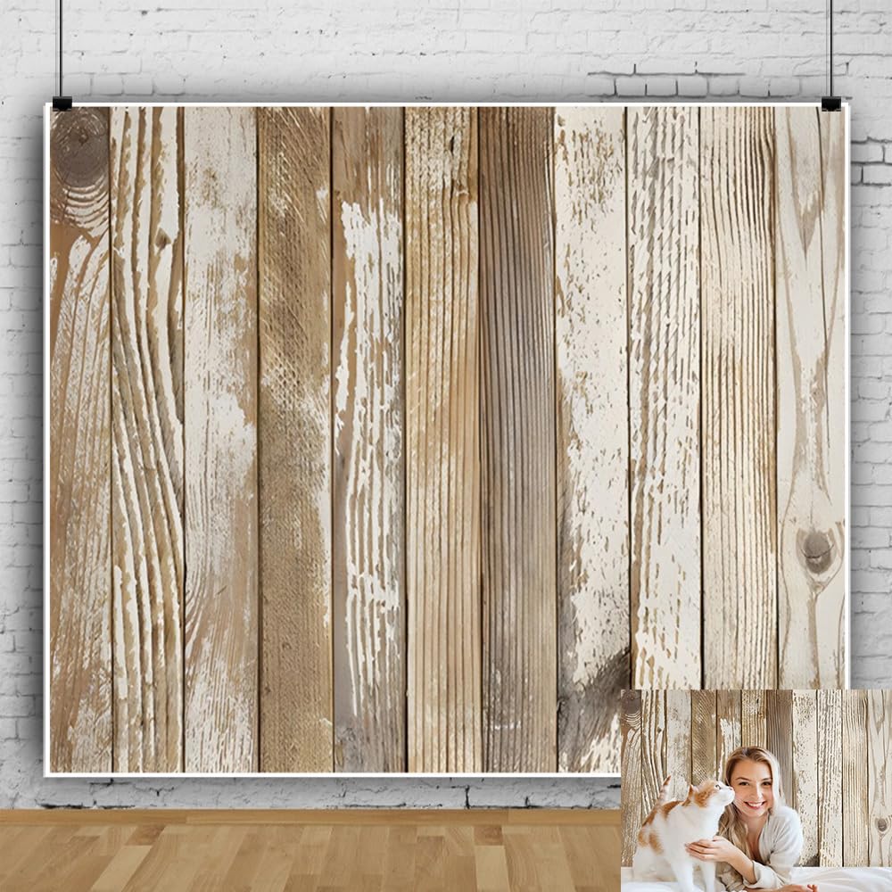 10x10ft Wood Backdrop Brown Wood Wall Photography Background Rustic Wooden Photo Backdrop for Photoshoot Birthday Party Supplies Wedding Bridal Shower