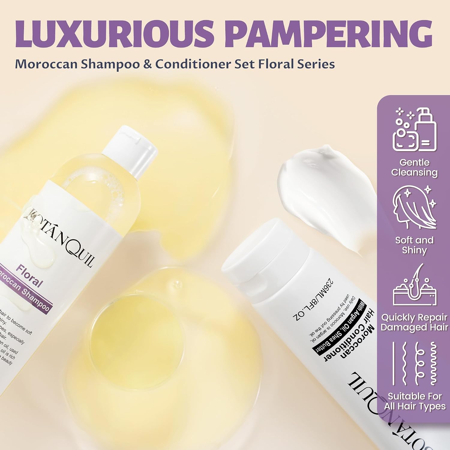 Moroccan Shampoo and Conditioner Set with Argan Oil, Shea Butter image 2