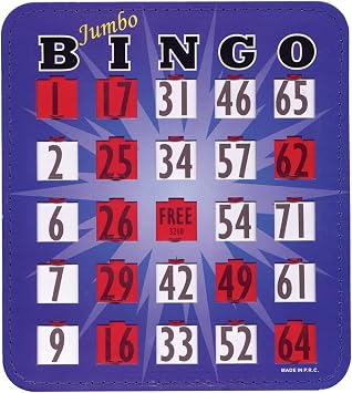Jumbo Blue Bingo Card with Fingertip Shutter Slide - 1 pc.