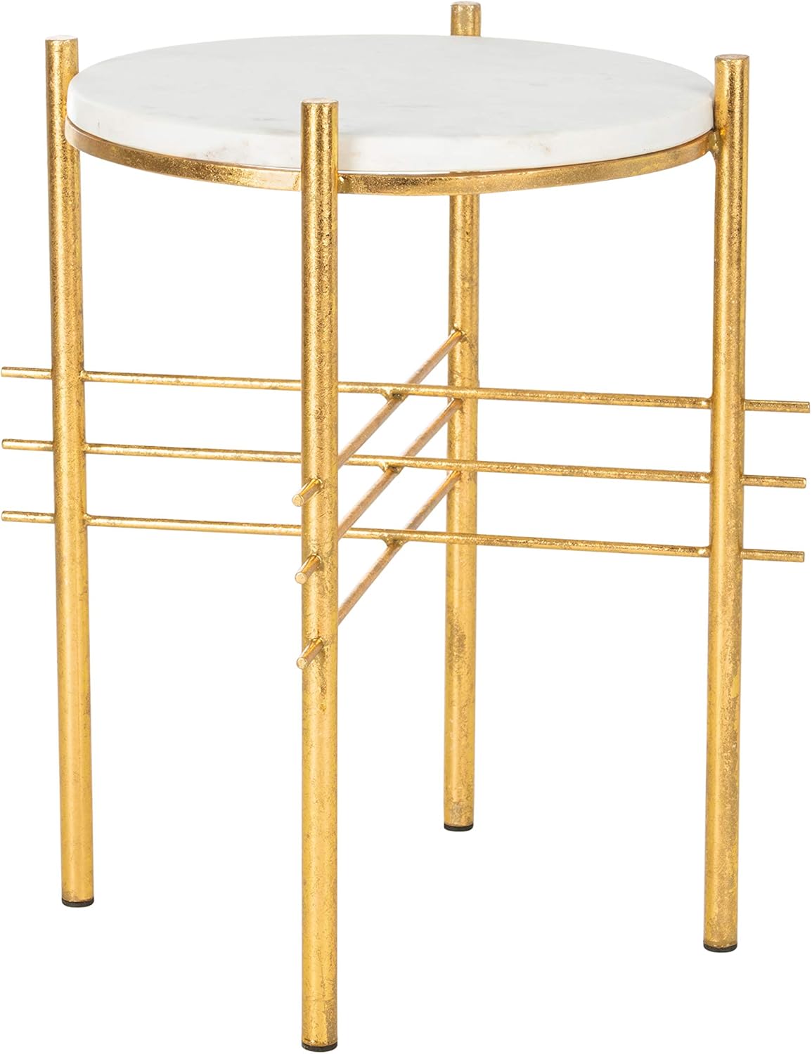 Safavieh Home Jenesis White Marble and Gold Round Accent Table