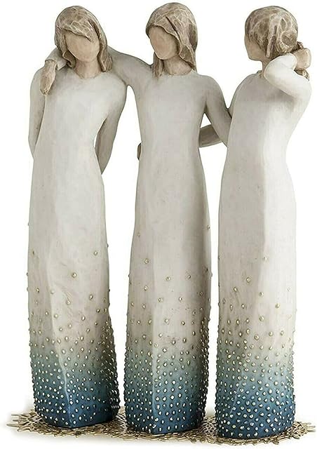 Cakunmik 3 Sisters Willow Tree Figurines Resin Desktop Ornament, Sculpted Hand-Painted Figure Home Decorative Statue Gift for Friends Sisters,12 * 5 * 16Cm