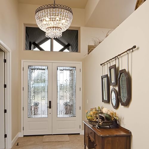 Miniatura 6 de Wellmet Lámpara de araña moderna de cristal de 22 pulgadas, lámpara colgante ajustable contemporánea de 6 luces, para comedor, dormitorio, sala de