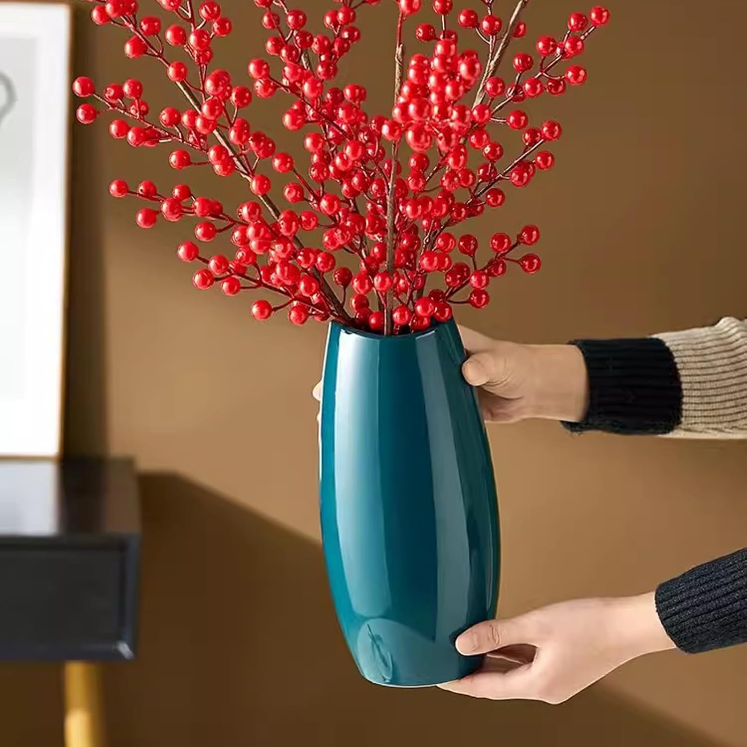 Vase Simple and Luxurious Vase Ceramic Water Raised Flowers Living Room Dining Table Foyer Coffee Table Decoration Flower Arrangement and Ornaments Suitable for dining and living room home decoratio(G