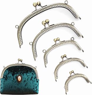 5Pcs Metal Purse Frame Retro Half Round Bead Metal Purse Wallet Bag Frame Kiss Clasp para seus projetos DIY e Craft