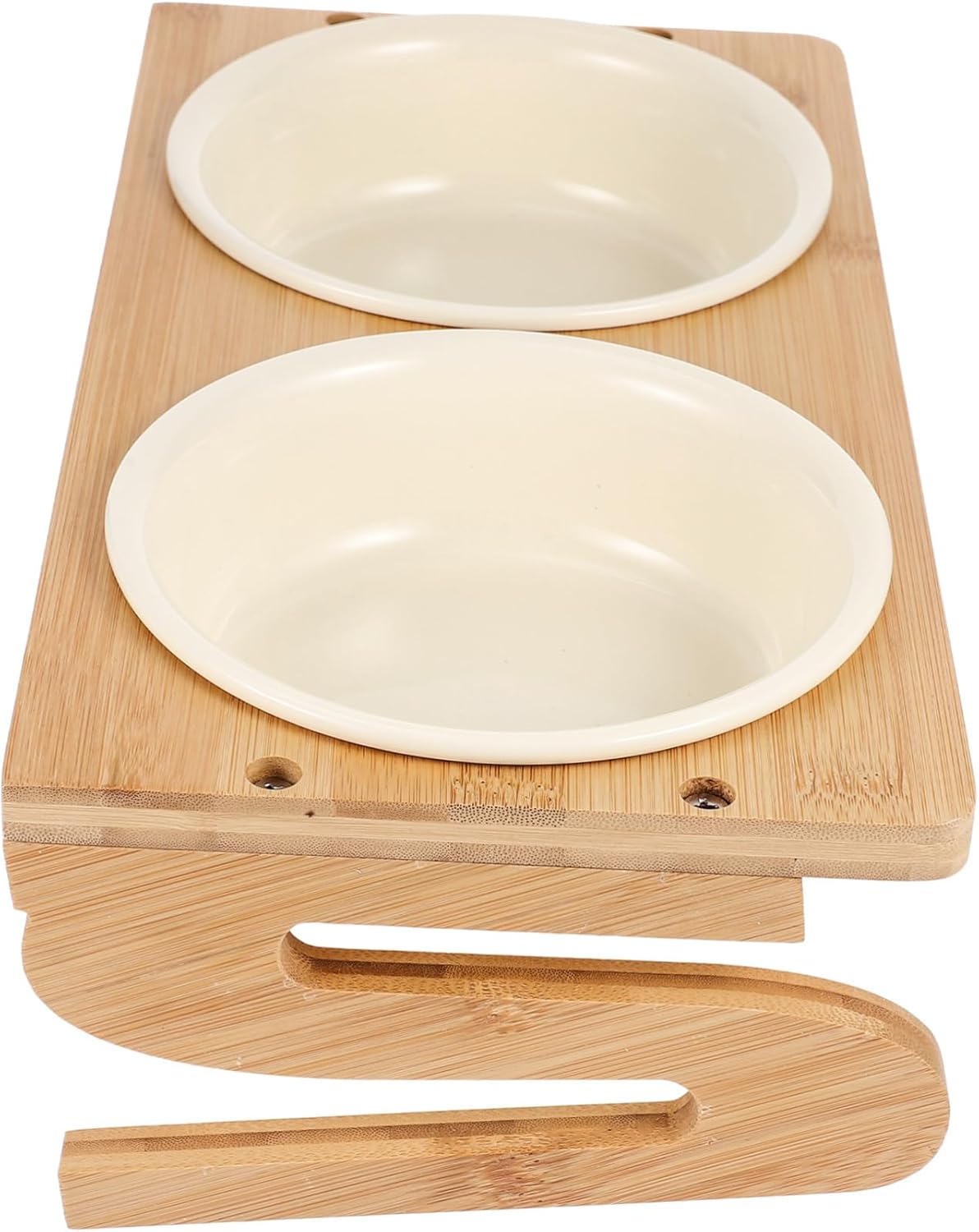 Ceramic Elevated Cat Bowl with Wood Stand Adjustable Height Feeding Dish for Cats and Kittens Stylish PET Bowl for Comfortable Eating for Home