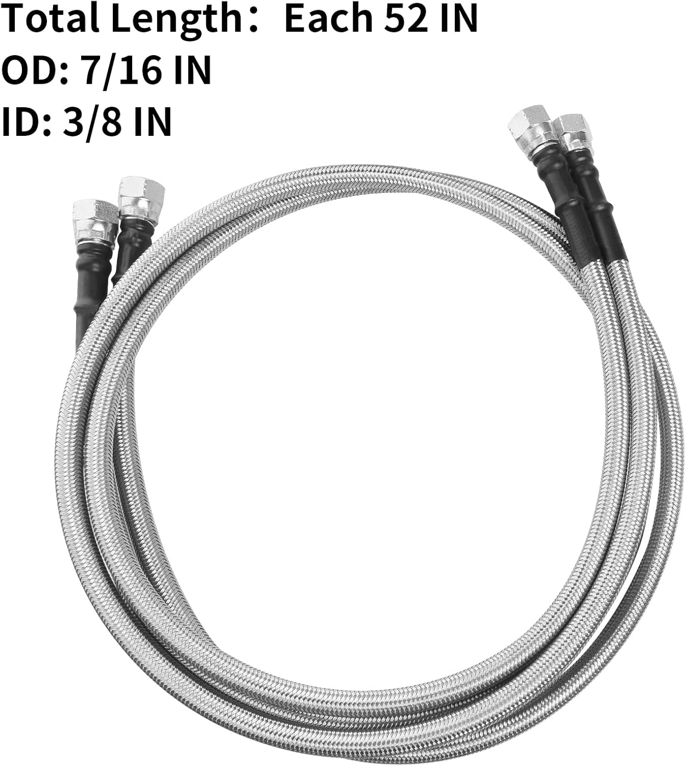 MuHize 52-Inch Transmission Cooler Lines 6AN - SAE Steel Braided Transmission Line for TH400 TH350 700R4, Fit Dodge RAM/Chevy Trucks