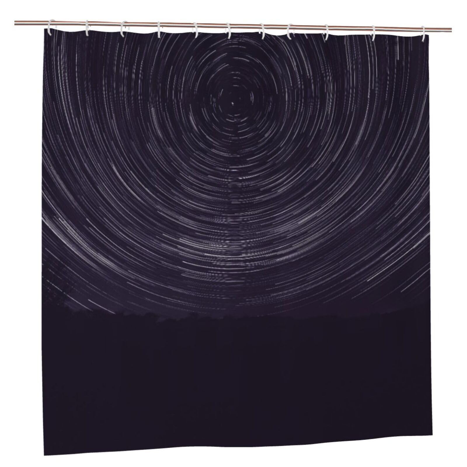Oudrspo Polyester Fabric Shower Curtain - 70x70 Inch with Metal Grommets, Artistic Privacy Design, Landscape with Tracks of Stars