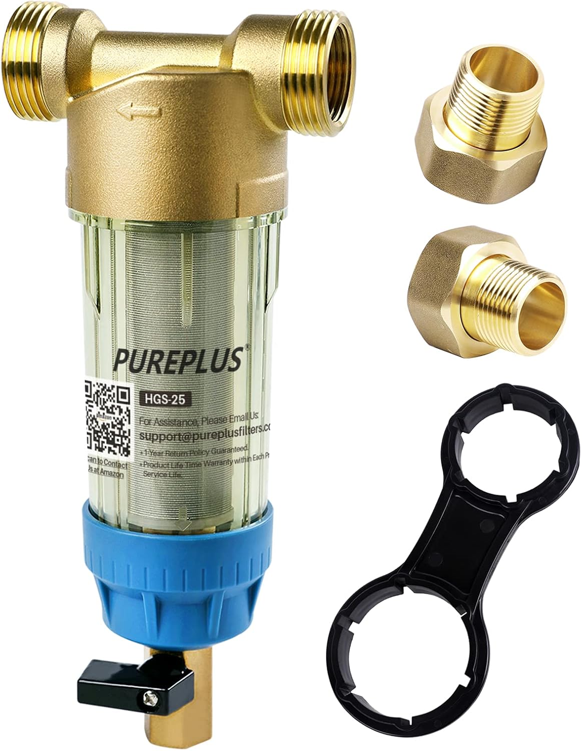 PUREPLUS 40 Micron Whole House Spin Down Sediment Water Filter With