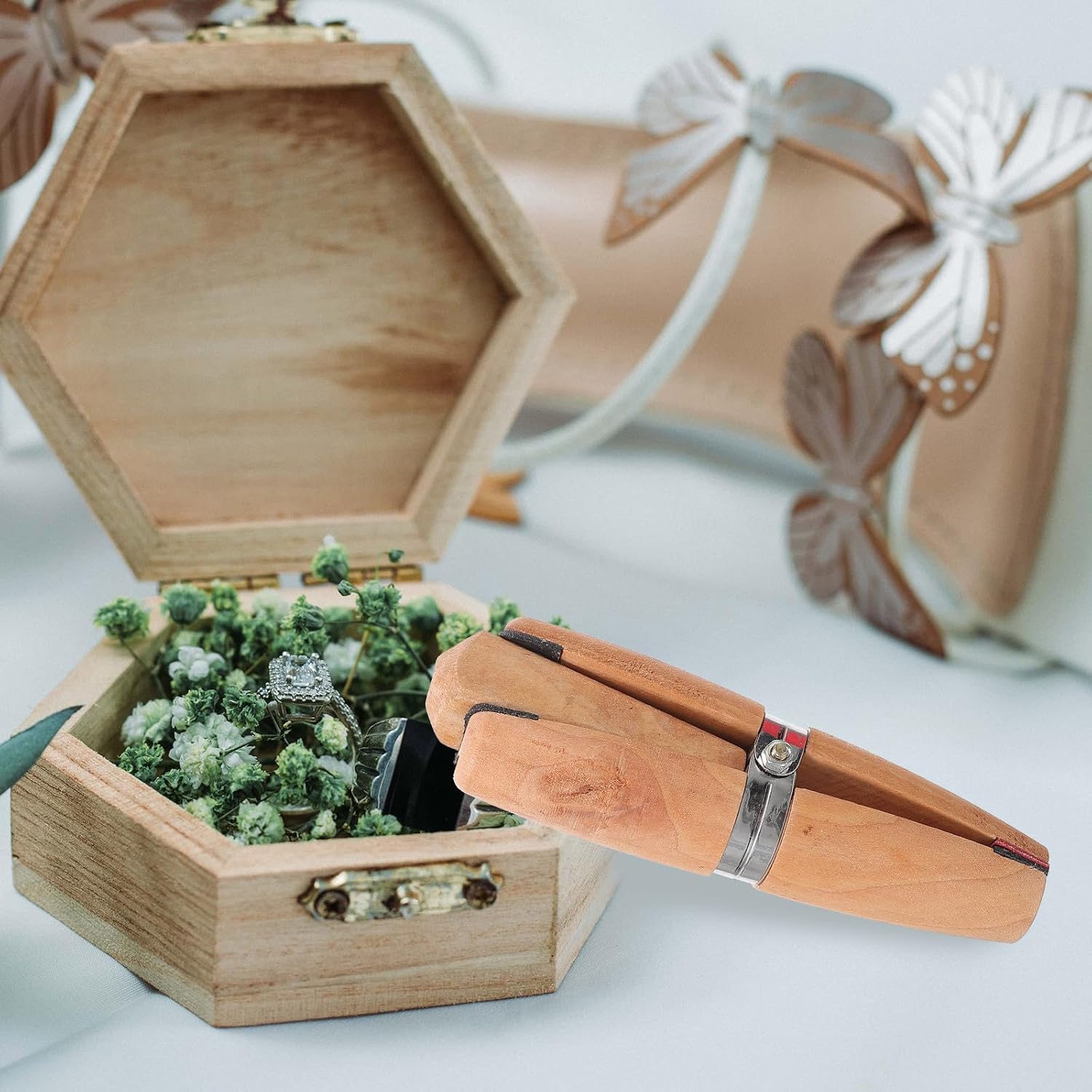 3Pcs Wooden Ring Clamps, 6in Jeweler Stand Pliers Jewelry Ring Vise, Jewelry Clamps Wedge Jeweler Hand Tools Ring Holding Tools for Making File Polishing Grinding Gemstone Setting Rings