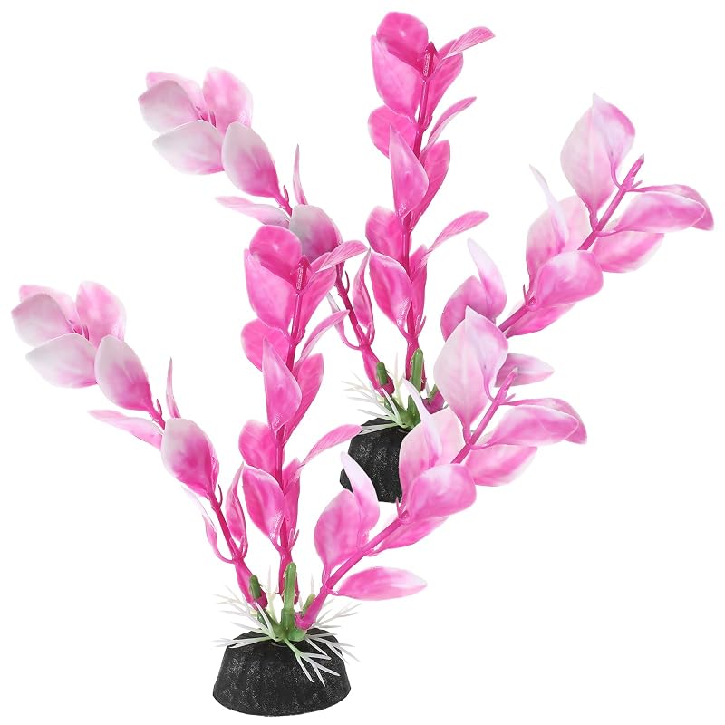 Plantas Artificiais para Aquário Betta em PVC Rosa, 11 cm, Eldraqth, Pacote com 2