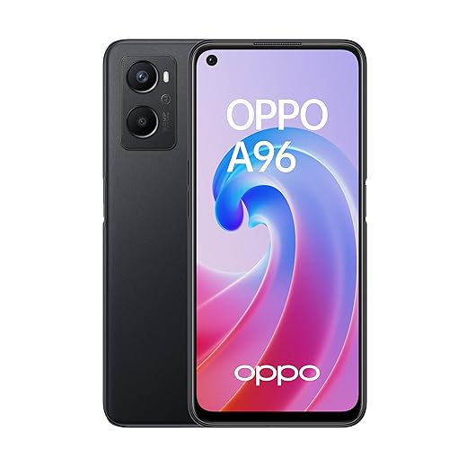 OPPO A96 - Smartphone 4G sbloccato, 8 GB RAM + 128 GB espandibile, display comfort 90 Hz + fotocamera 50 MP, batteria 5000 mAh, fino a 2,5 giorni di autonomia, nero [versione FR]
