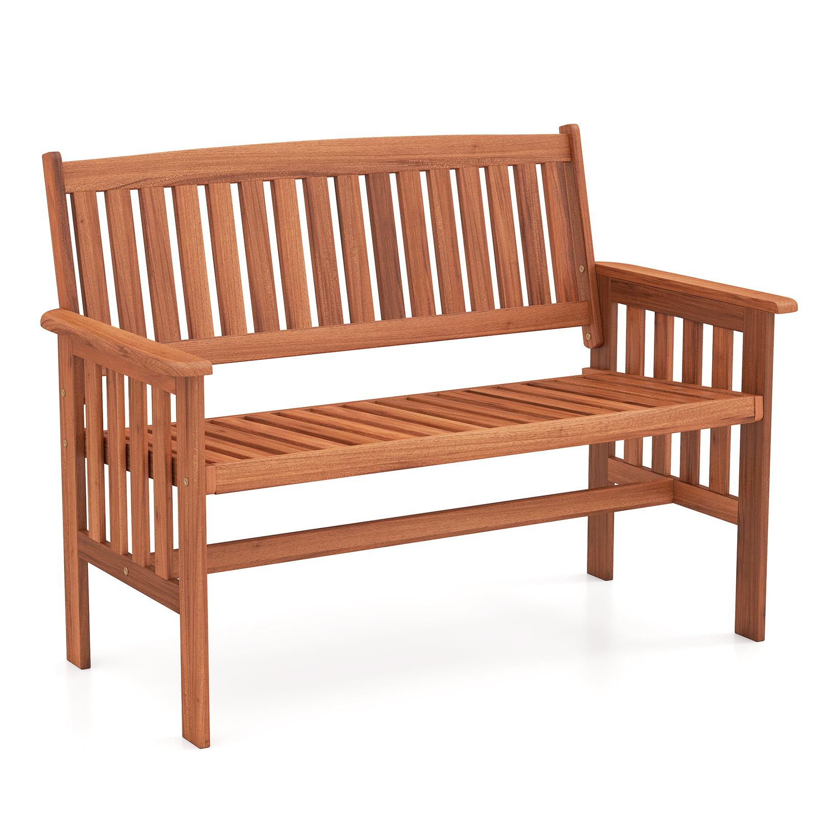COSTWAY 2-Seater Garden Bench, Solid Wood Patio Loveseat Park Bench Chair, Outdoor Furniture Leisure Porch Seating for Balcony, Lawn, Backyard, Poolside (120 x 60 x 89cm)