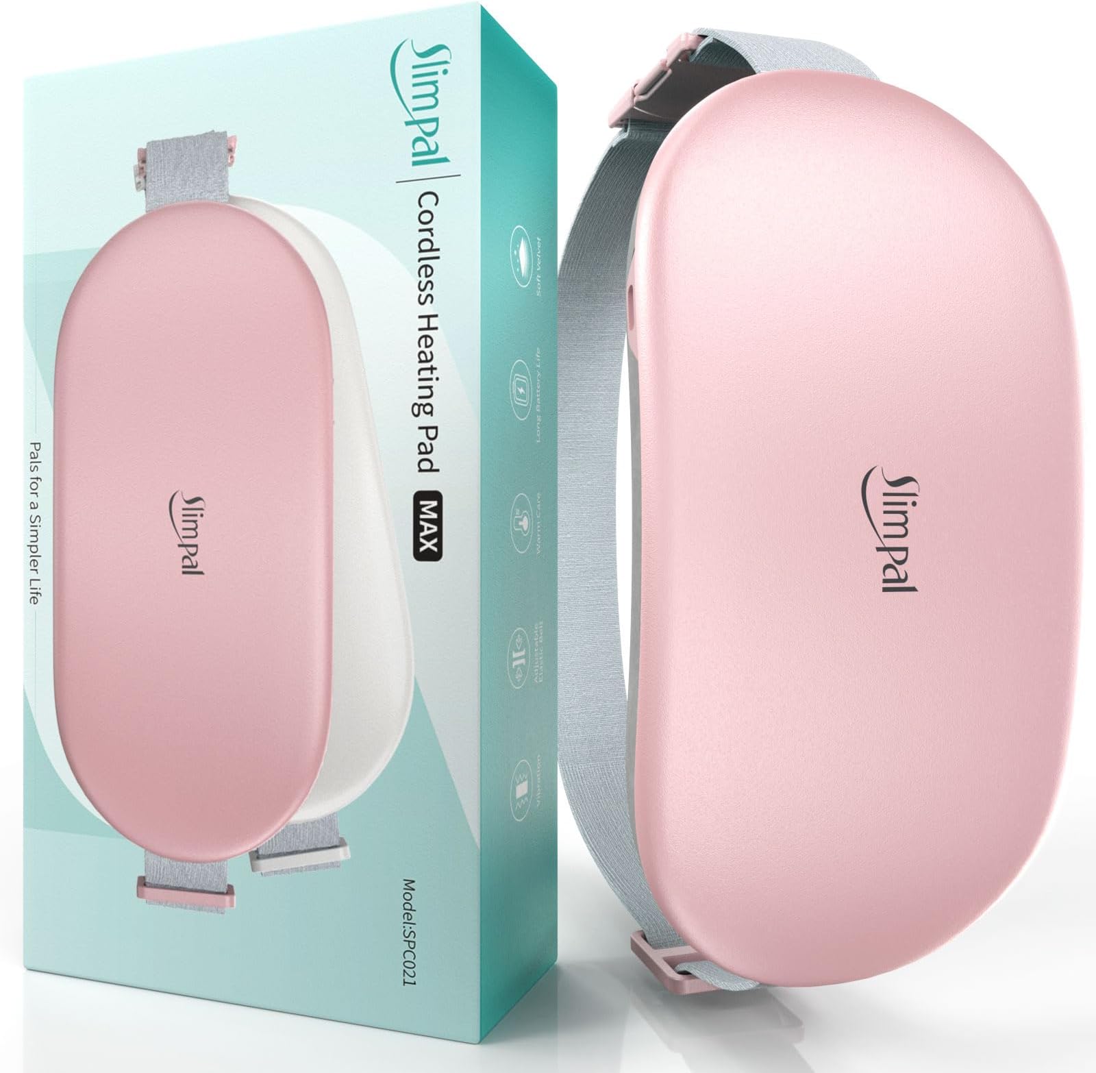 Slimpal Heating Pad for Period Cramps and Back Pain, FSA HSA Eligible, Plus-Sized Electric Heat Pad Portable Menstrual Heat Belt Pain Relief, 3 Timer Auto Off, Gifts for Her Women Girl Wife, PinkClimatePartner certified