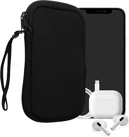 Sacoche Pour Telephone Portable Housse Universelle Smartphone Néoprène - Pochette De Protection Avec Dragonne Et Mousqueton - Compatible IPhone 13-16, Samsung - Rose Rouge Compatible IPhone Samsung