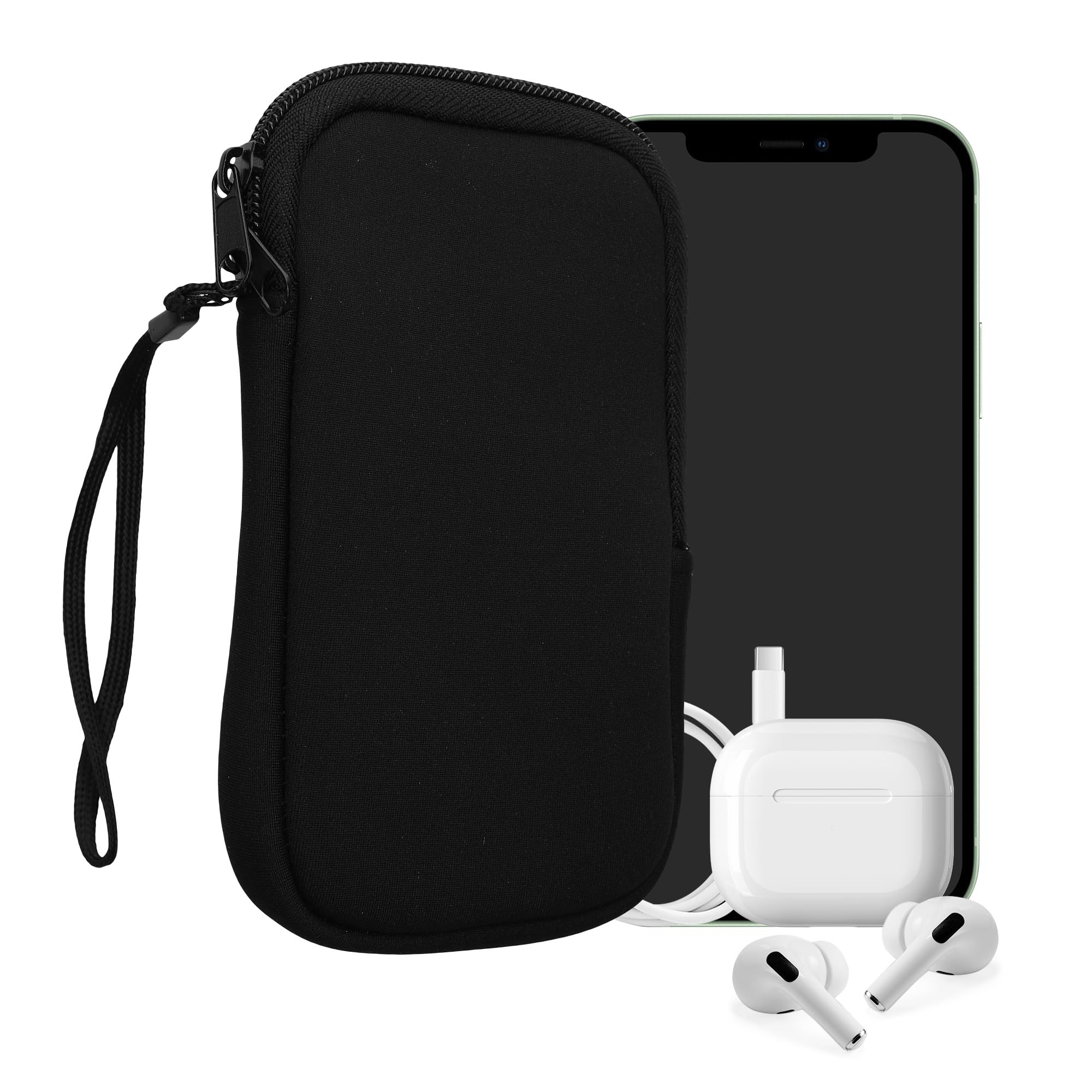 Custodia Universale In Neoprene Per Telefono Fino A 6.5 Pollici | Con Cordino E Chiusura Zip, Impermeabile E Antiurto
