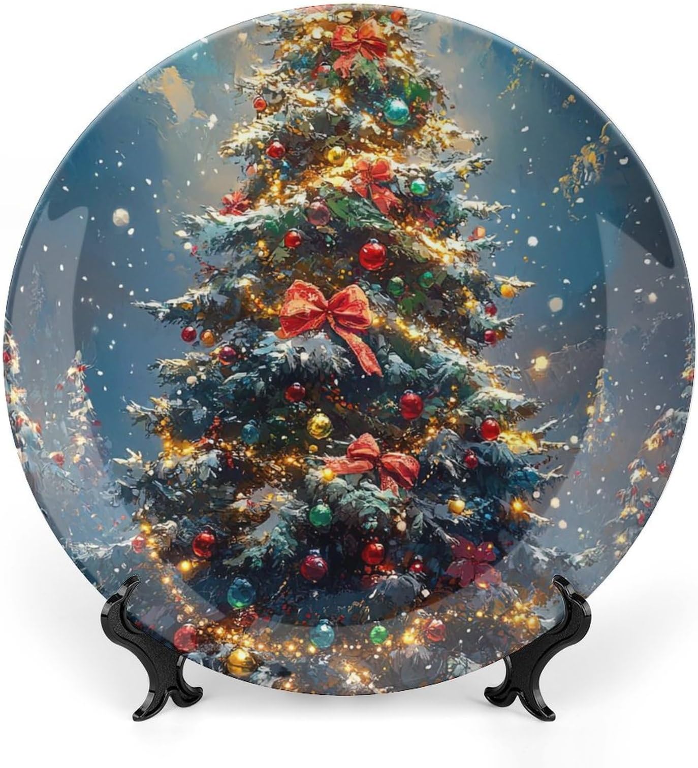 Ceramic Decorative Plate, Decorative Dish with Stand, Bone China Decorative Plates Art Porcelain Plate for Living Room Hallway Table Decor