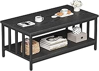 Vista 1 de Mesa de centro para sala de estar con marco de listones laterales, moderna mesa de sala de estar de granja con estante de almacenamiento de 2