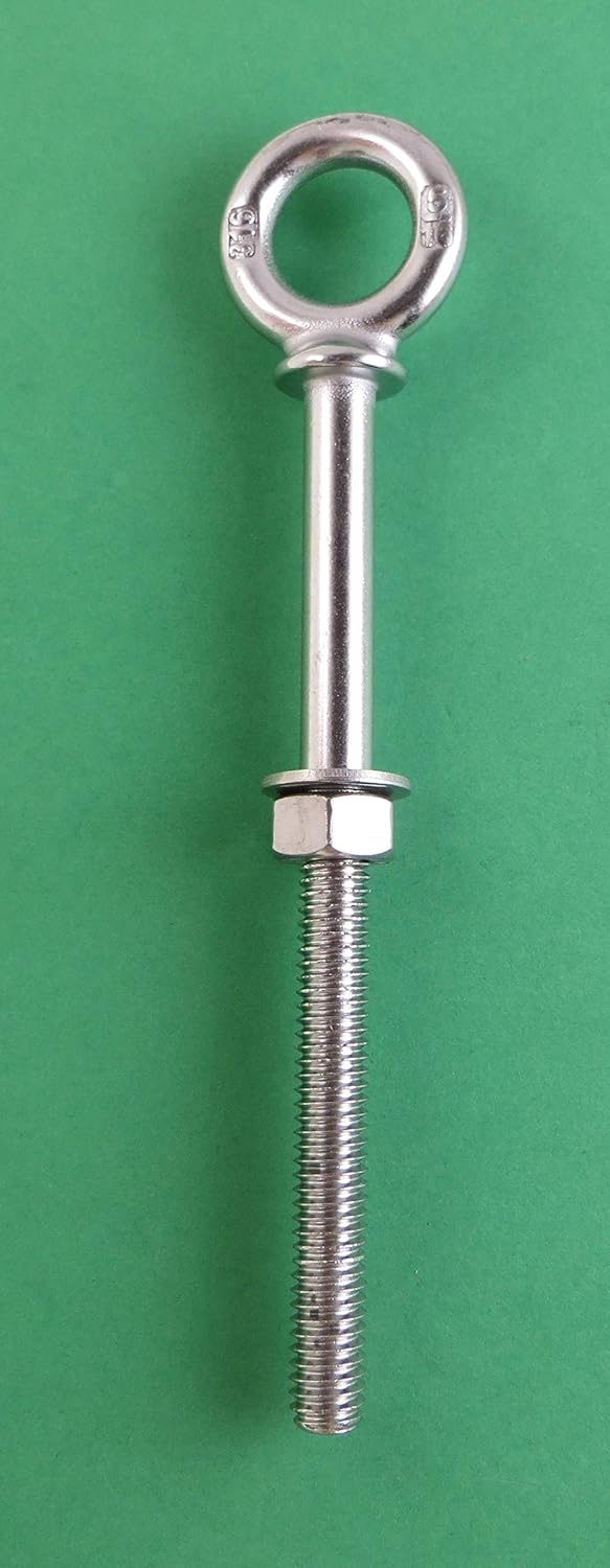 US STAINLESS 2 Pieces Stainless Steel 316 Eye Bolt 1/2" x 6" UNC Short Thread with Shoulder Marine Grade Bolt Pitch of 13
