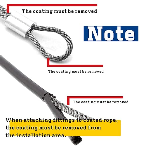 Miniatura 3 de Cuerda de alambre con revestimiento de vinilo negro de acero inoxidable 304, 116 pulgadas sobremoldeada a 332 pulgadas para colgar luces de globo,