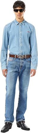Diesel B-1DR Unisex Leather Belt- Brown, 80cm